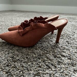 Loeffler Randall Dark Pink Ruffle Mules